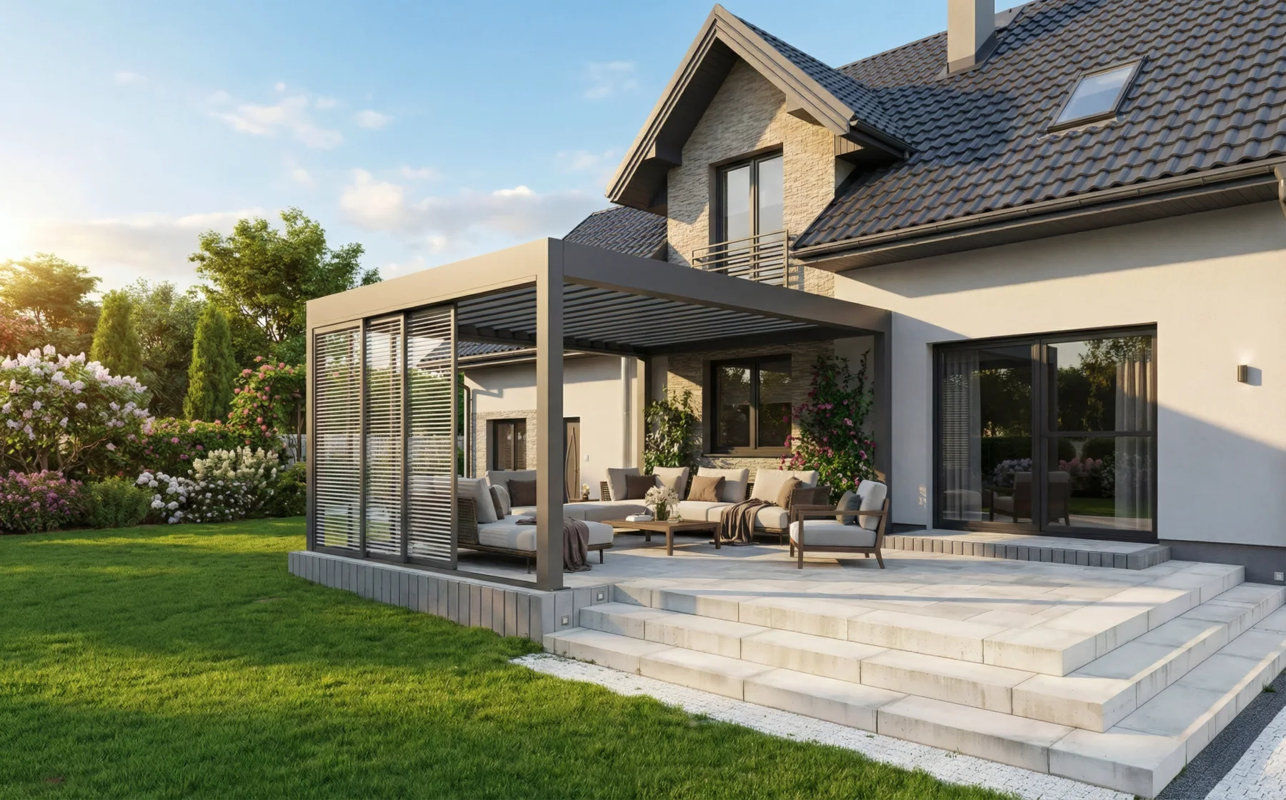 Avora product image showing a pergolas attached to your home concept