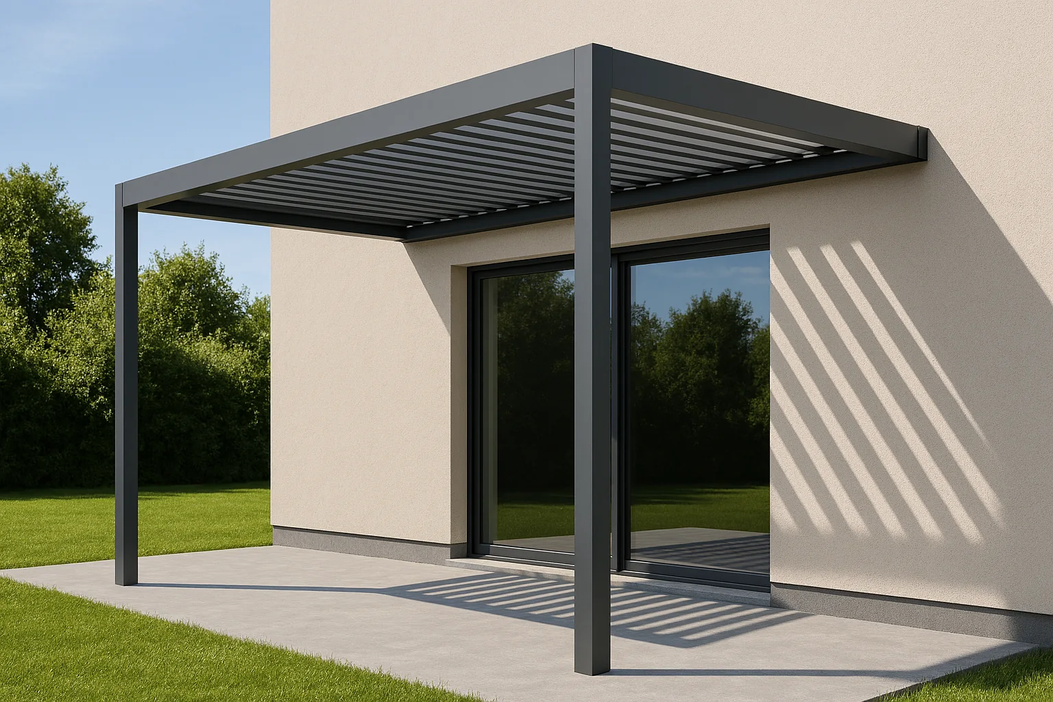 Avora pergola attached to a house